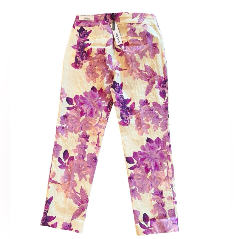 NWT CHICOS Women's Floral Wide-Leg Pants - Purple/Orchid - Picture 5 of 6